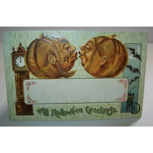 Vintage Halloween Postcard Gottschalk Kissing Goblins Bats 2040 Newport Pa 1908